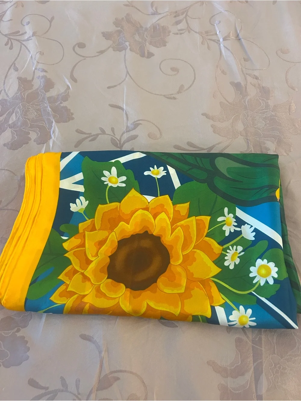 Beautiful big floral silk scarf